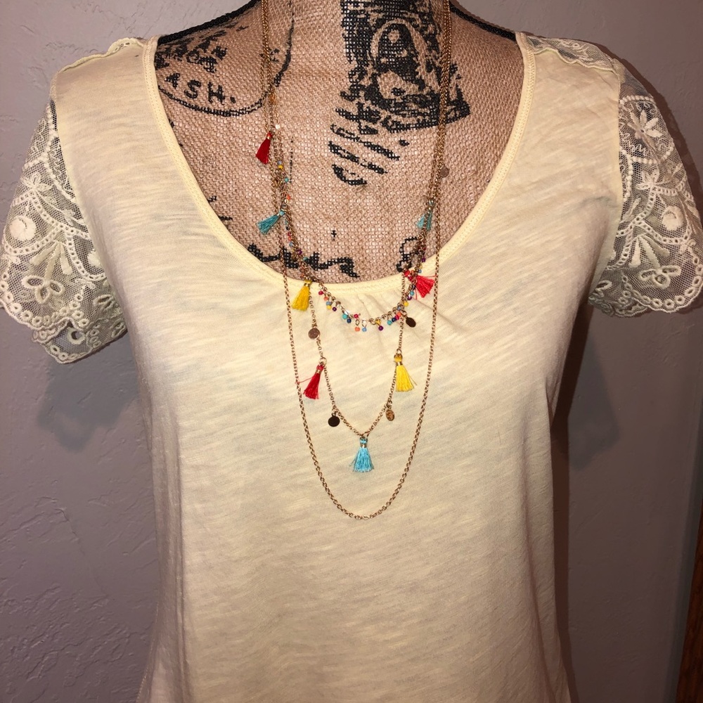 H&M Lace Sleeve Top-Like New
